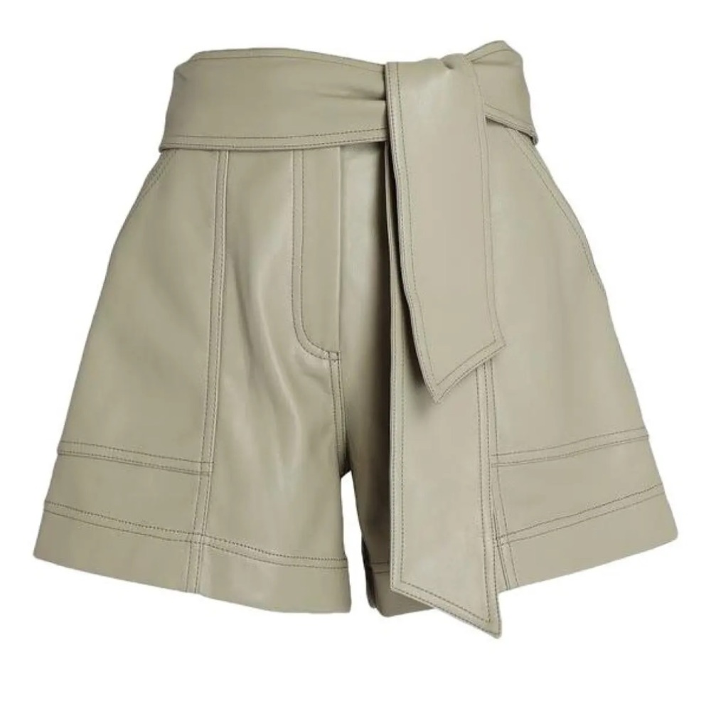 Jonathan Simkhai Olive Vegan Leather Shorts